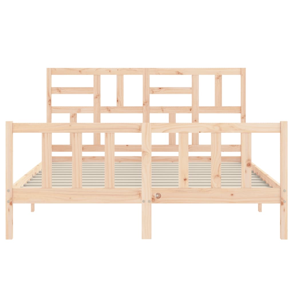 Cadru de pat cu tăblie, 160x200 cm, lemn masiv - Lando