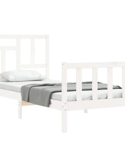 Загрузите изображение в средство просмотра галереи, Cadru de pat cu tăblie, alb, 90x200 cm, lemn masiv - Lando
