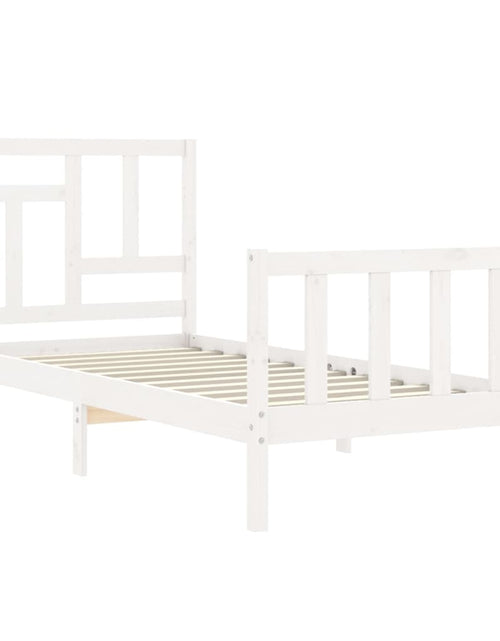 Загрузите изображение в средство просмотра галереи, Cadru de pat cu tăblie, alb, 90x200 cm, lemn masiv - Lando
