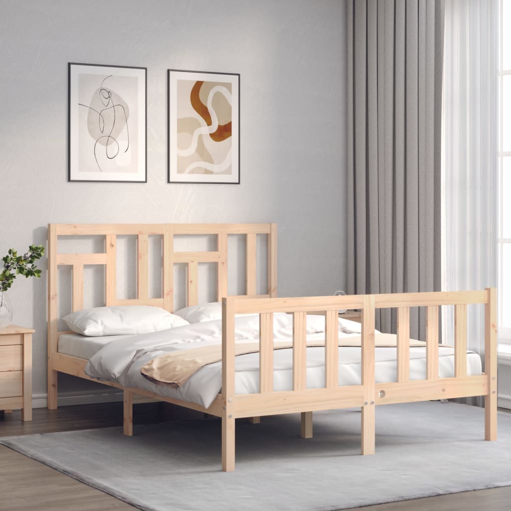 Cadru de pat cu tăblie, 140x200 cm, lemn masiv - Lando