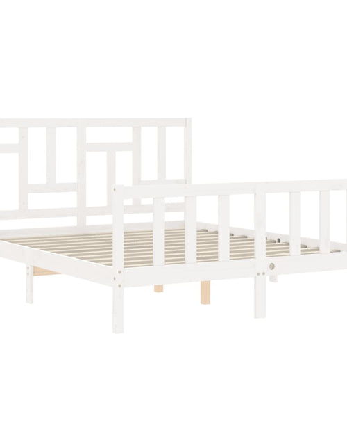 Încărcați imaginea în vizualizatorul Galerie, Cadru de pat cu tăblie, alb, king size, lemn masiv - Lando
