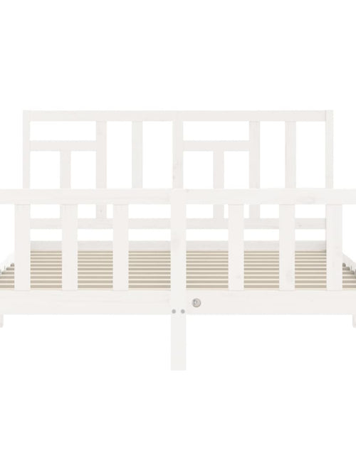 Încărcați imaginea în vizualizatorul Galerie, Cadru de pat cu tăblie, alb, king size, lemn masiv - Lando
