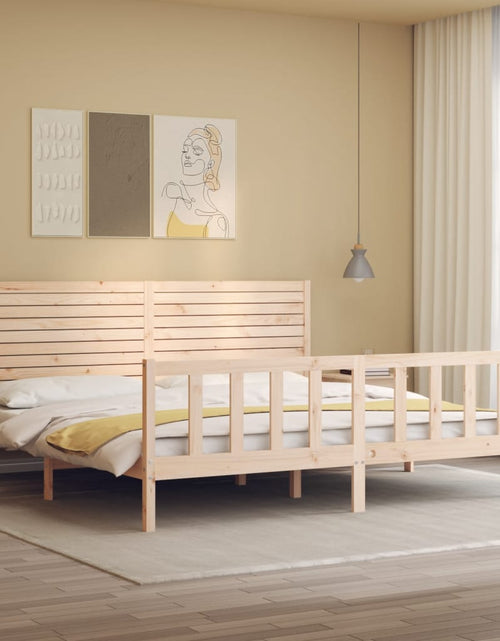 Încărcați imaginea în vizualizatorul Galerie, Cadru de pat cu tăblie Super King Size, lemn masiv - Lando
