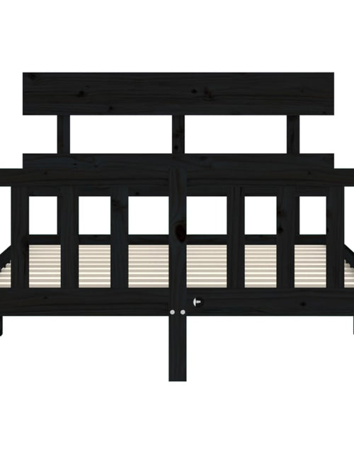 Загрузите изображение в средство просмотра галереи, Cadru de pat cu tăblie, negru, 120x200 cm, lemn masiv - Lando
