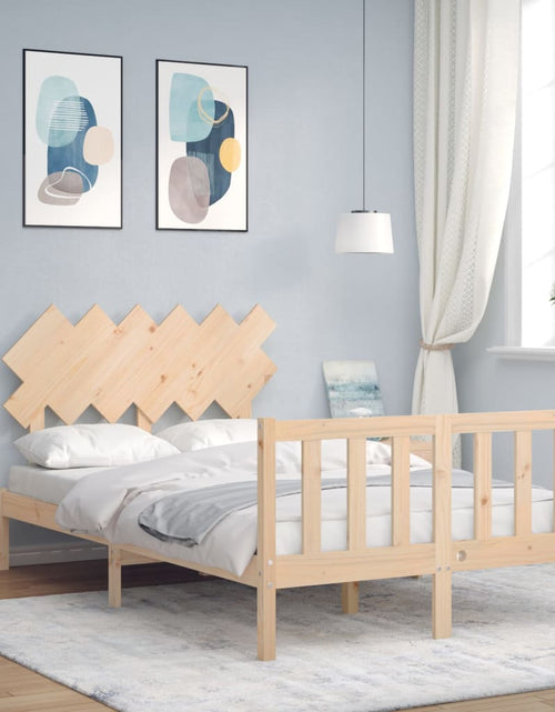 Încărcați imaginea în vizualizatorul Galerie, Cadru de pat cu tăblie, dublu, lemn masiv - Lando
