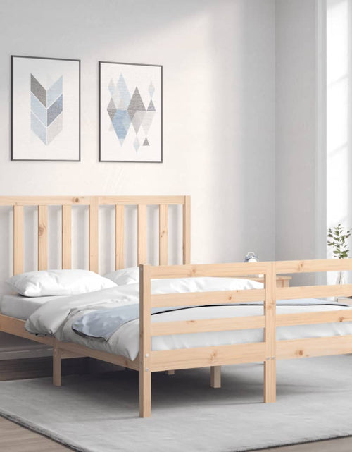 Загрузите изображение в средство просмотра галереи, Cadru de pat cu tăblie, 140x200 cm, lemn masiv - Lando
