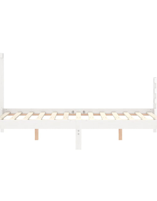 Încărcați imaginea în vizualizatorul Galerie, Cadru de pat cu tăblie, alb, 140x200 cm, lemn masiv - Lando
