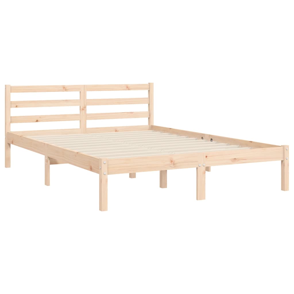 Cadru de pat cu tăblie, dublu mic, lemn masiv - Lando
