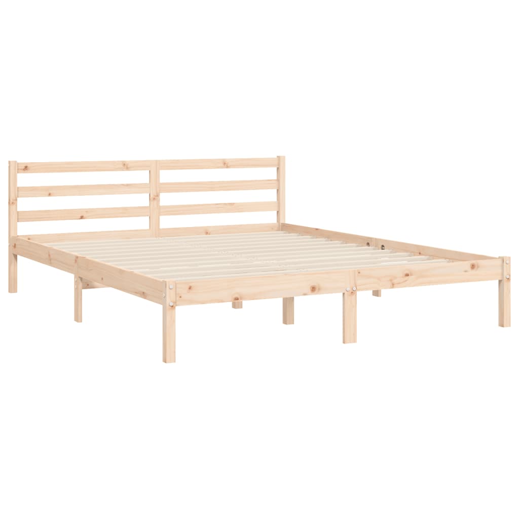 Cadru de pat cu tăblie, king size, lemn masiv - Lando