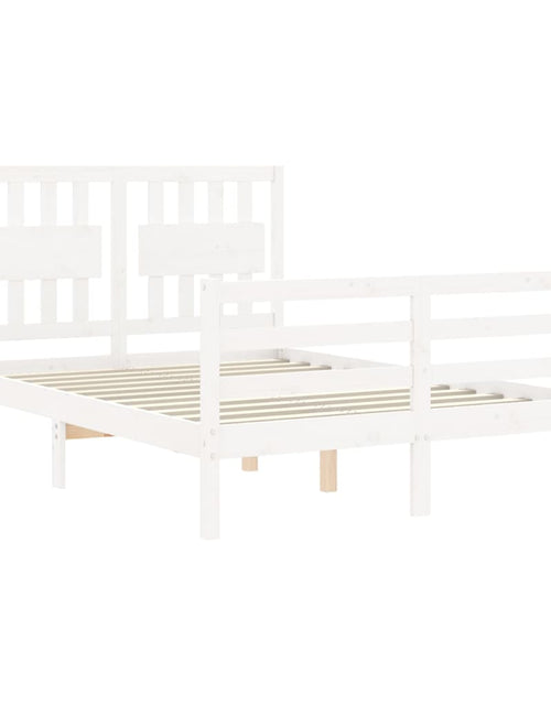 Încărcați imaginea în vizualizatorul Galerie, Cadru de pat cu tăblie, dublu, alb, lemn masiv - Lando
