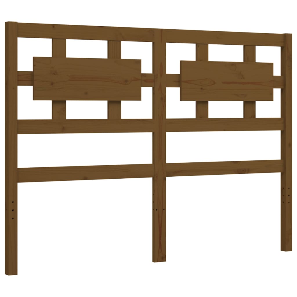 Cadru de pat cu tăblie, dublu mic, maro miere, lemn masiv - Lando