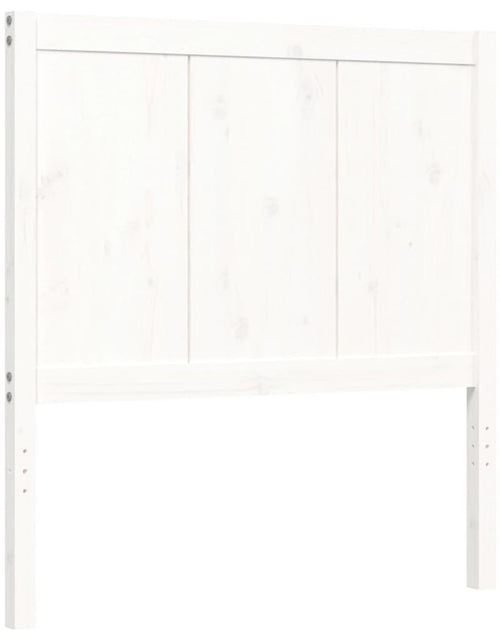 Încărcați imaginea în vizualizatorul Galerie, Cadru de pat cu tăblie, alb, 100x200 cm, lemn masiv - Lando

