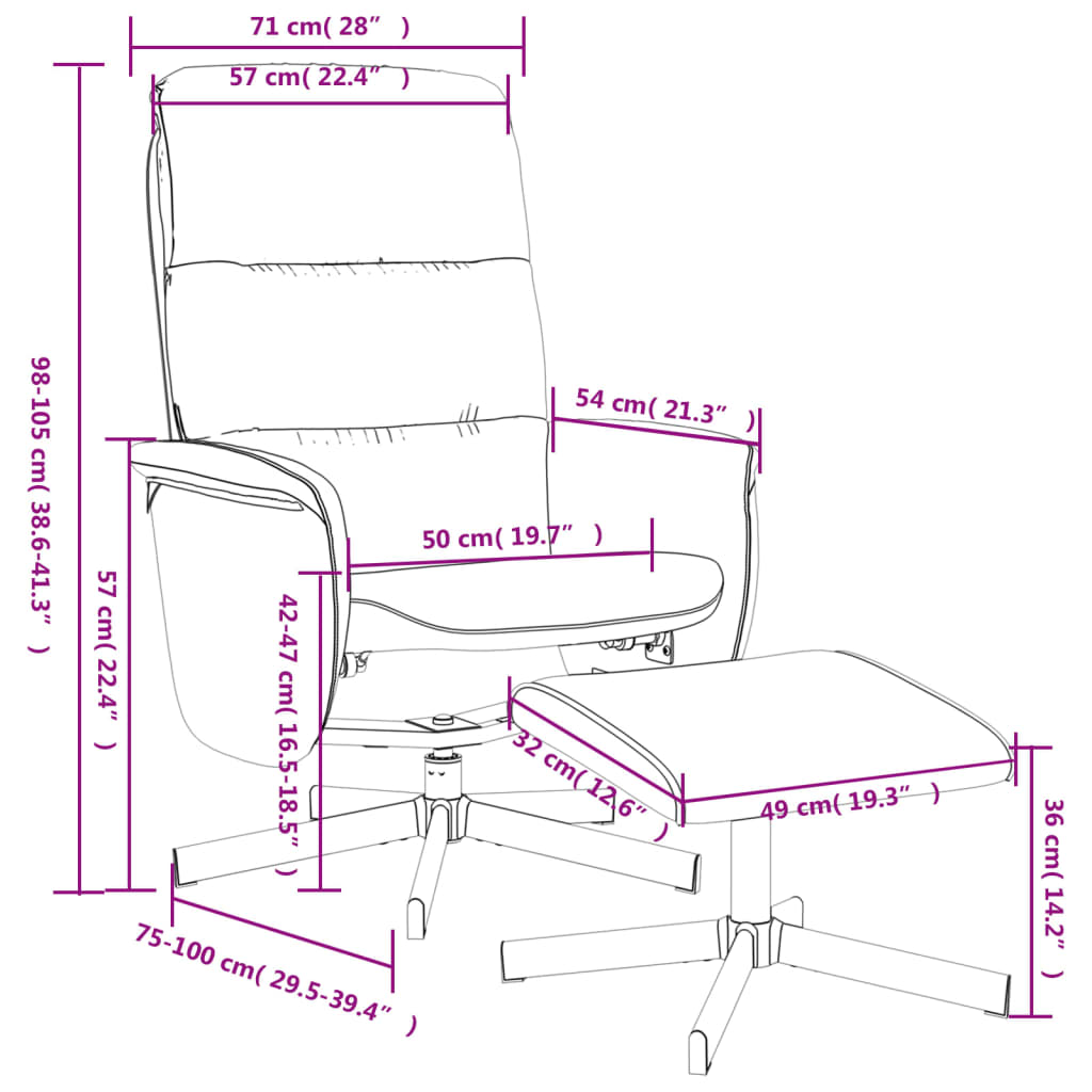 Scaun de relaxare cu taburet, gri deschis, textil - Lando