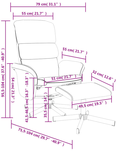 Încărcați imaginea în vizualizatorul Galerie, Scaun extensibil cu taburet, negru, material textil Lando - Lando
