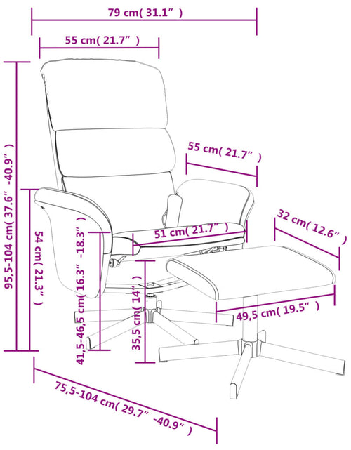 Încărcați imaginea în vizualizatorul Galerie, Scaun rabatabil cu taburet, negru, material textil Lando - Lando
