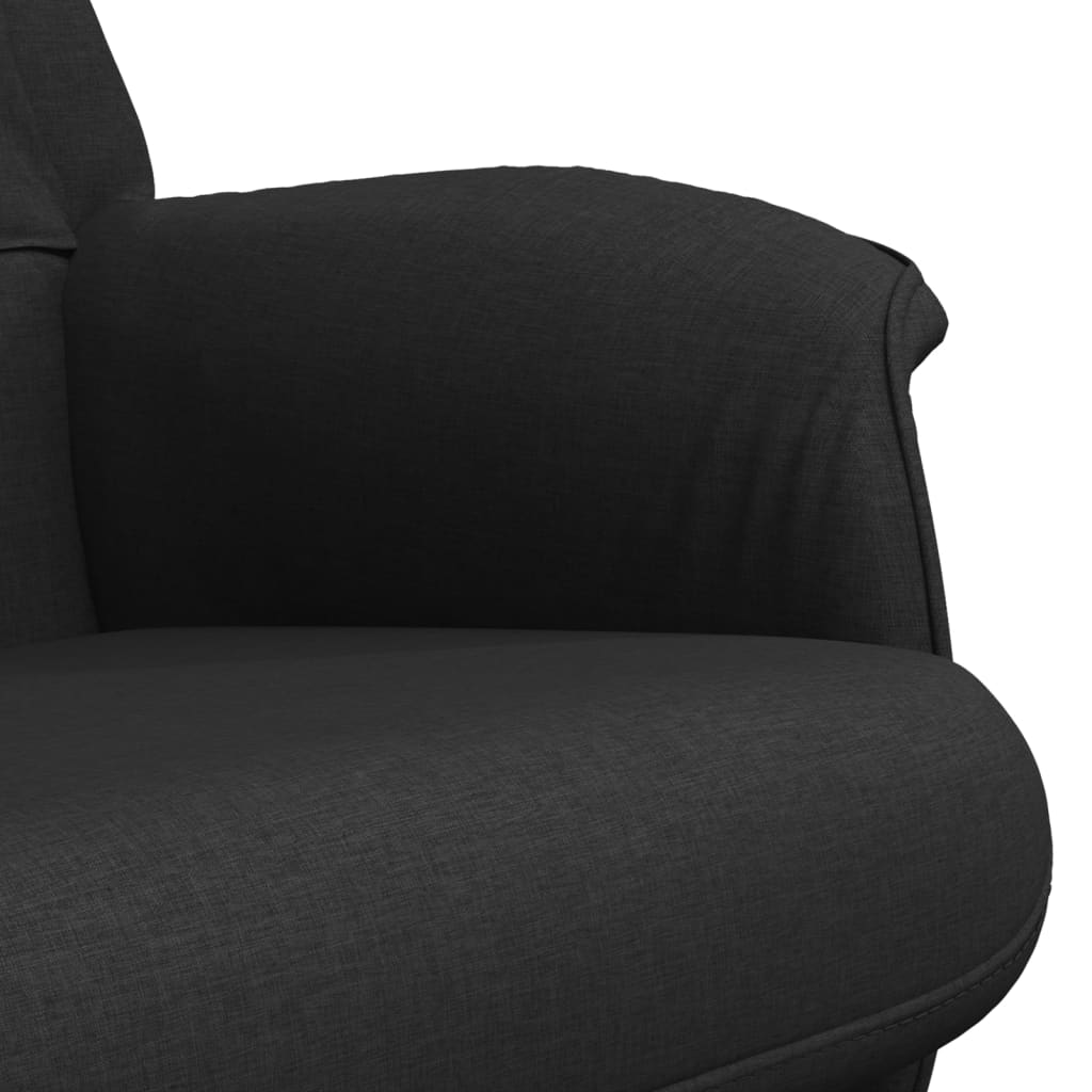 Scaun extensibil cu taburet, negru, material textil - Lando