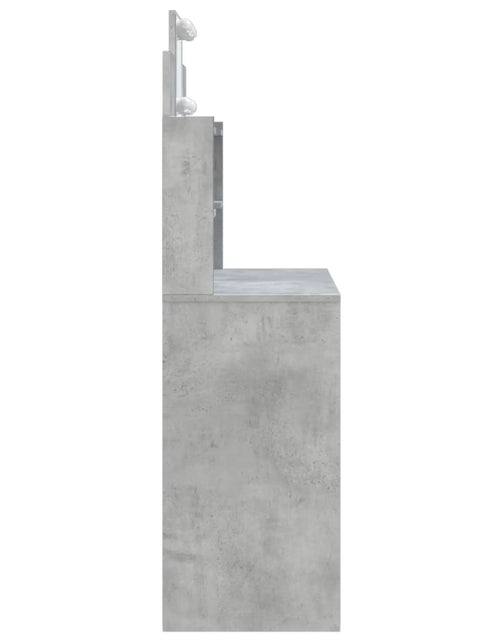 Încărcați imaginea în vizualizatorul Galerie, Masă de toaletă cu LED-uri, gri beton, 96x40x142 cm - Lando
