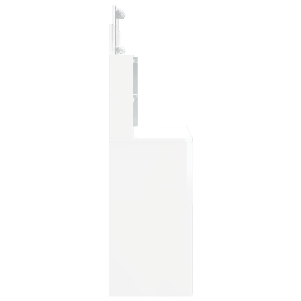 Masă de toaletă cu LED-uri, alb extralucios, 96x40x142 cm - Lando