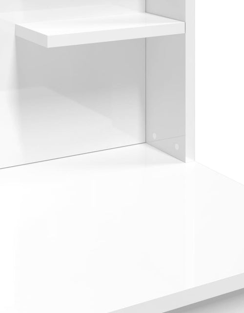 Încărcați imaginea în vizualizatorul Galerie, Masă de toaletă cu LED-uri, alb extralucios, 96x40x142 cm - Lando
