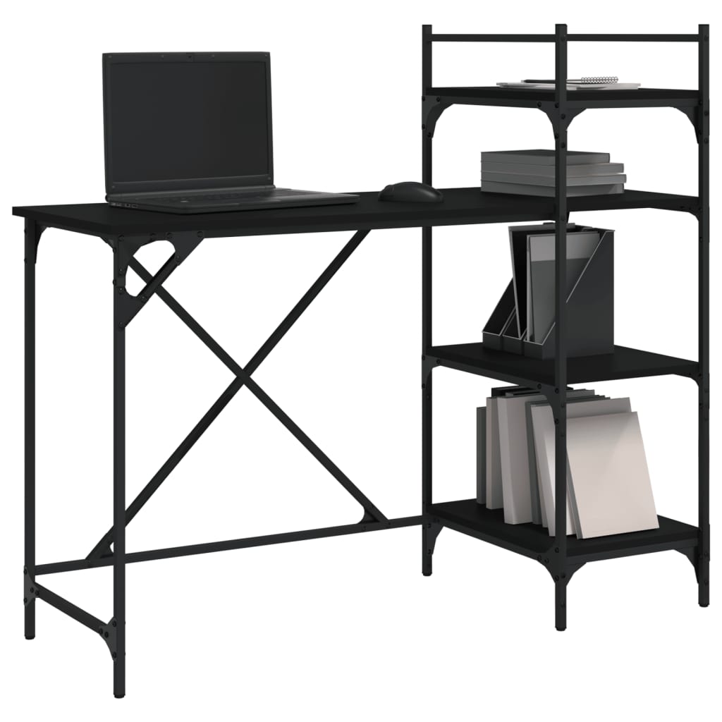 Birou pentru computer cu rafturi negru 120x47x109 cm - Lando