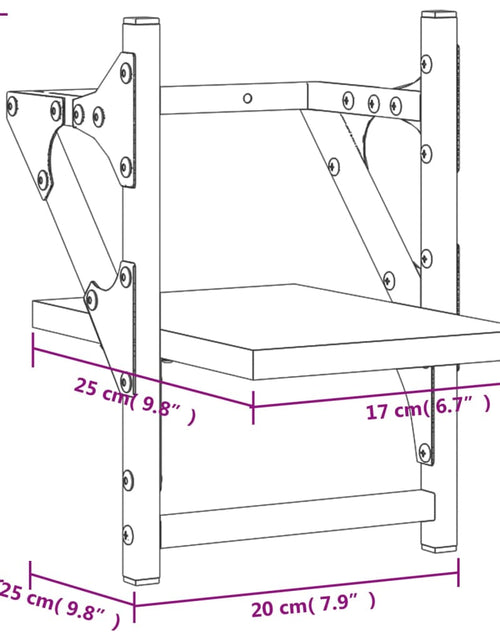 Загрузите изображение в средство просмотра галереи, Rafturi de perete cu bare 2 buc., stejar fumuriu, 20x25x30 cm Lando - Lando
