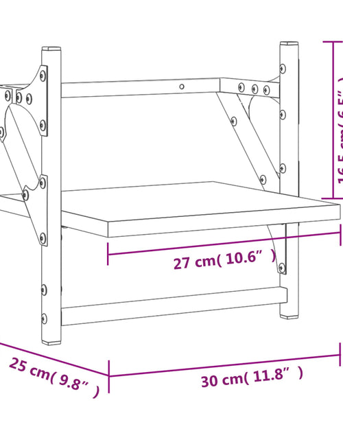 Загрузите изображение в средство просмотра галереи, Rafturi de perete cu bare 2 buc., stejar fumuriu, 30x25x30 cm - Lando
