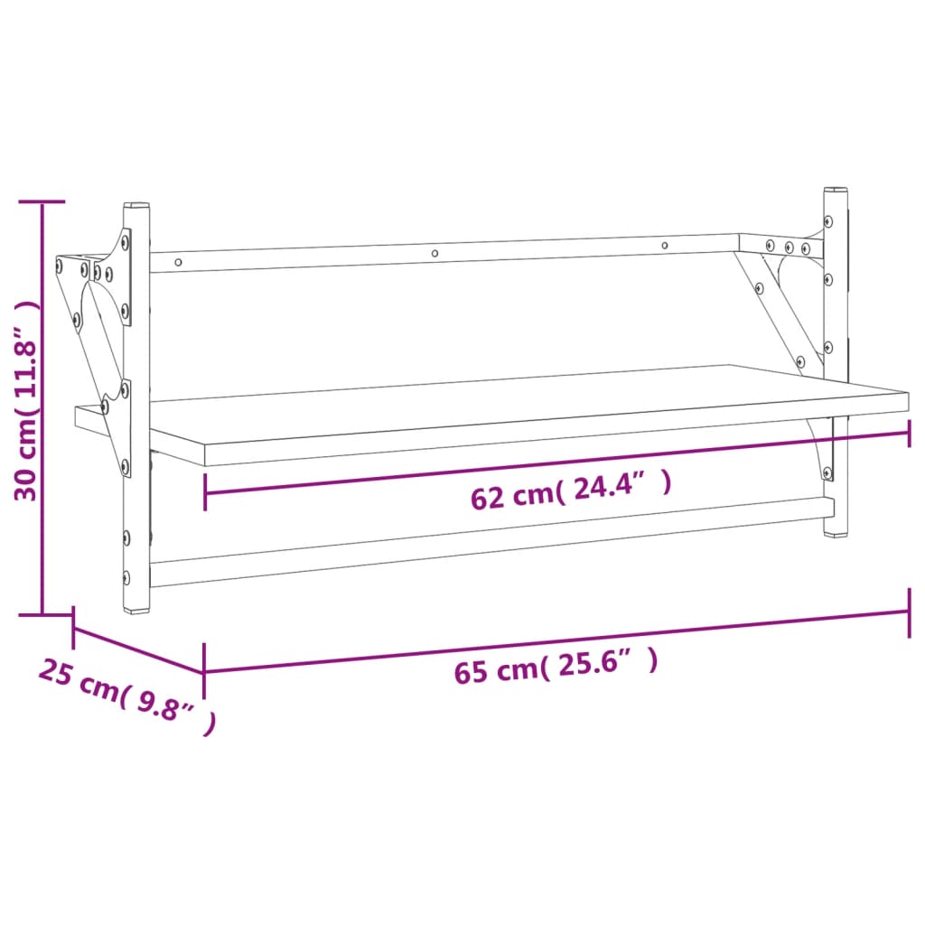 Rafturi de perete cu bare, 2 buc, stejar sonoma, 65x25x30 cm Lando - Lando