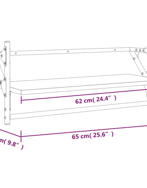 Încărcați imaginea în vizualizatorul Galerie, Rafturi de perete cu bare 2 buc, stejar fumuriu, 65x25x30 cm Lando - Lando
