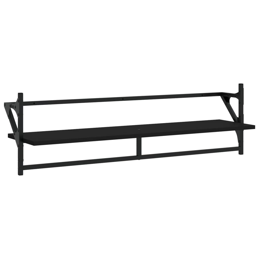 Rafturi de perete cu bare, 2 buc, negru, 100x25x30 cm Lando - Lando