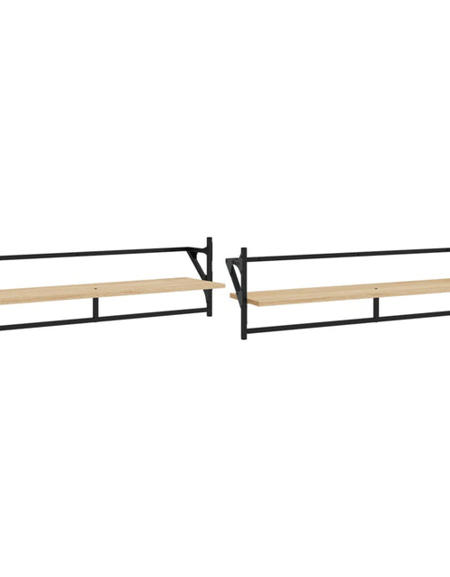Загрузите изображение в средство просмотра галереи, Rafturi de perete cu bare, 2 buc, stejar sonoma, 100x25x30 cm Lando - Lando
