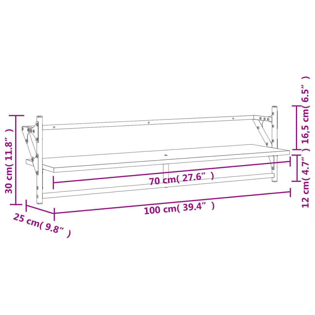 Rafturi de perete cu bare, 2 buc, stejar sonoma, 100x25x30 cm Lando - Lando