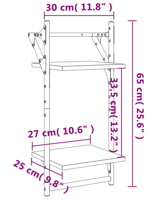 Загрузите изображение в средство просмотра галереи, Rafturi perete cu 2 niveluri/bare 2 buc stejar sonoma30x25x65cm Lando - Lando
