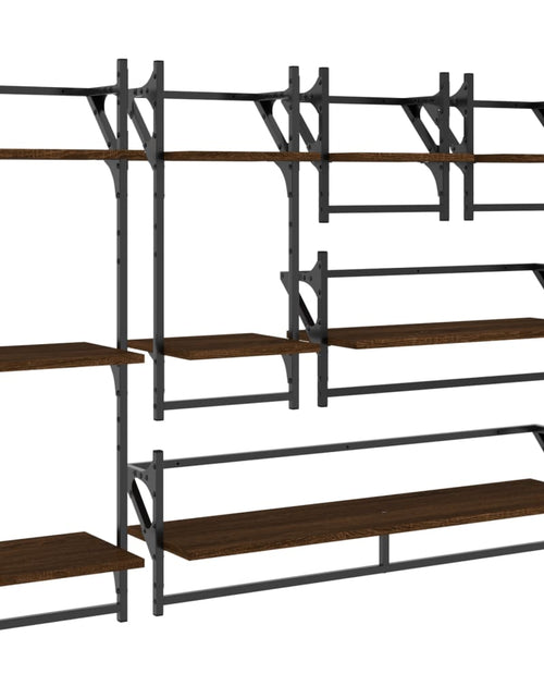 Încărcați imaginea în vizualizatorul Galerie, Set rafturi de perete cu bare, 6 buc., stejar maro, lemn - Lando
