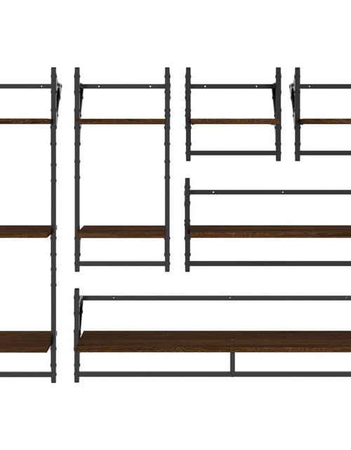Încărcați imaginea în vizualizatorul Galerie, Set rafturi de perete cu bare, 6 buc., stejar maro, lemn - Lando
