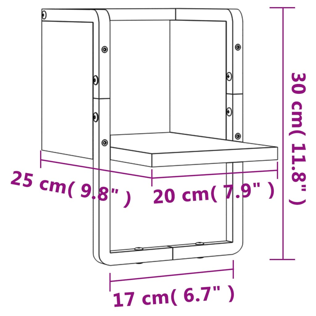 Raft de perete cu bare, stejar fumuriu, 20x25x30 cm Lando - Lando