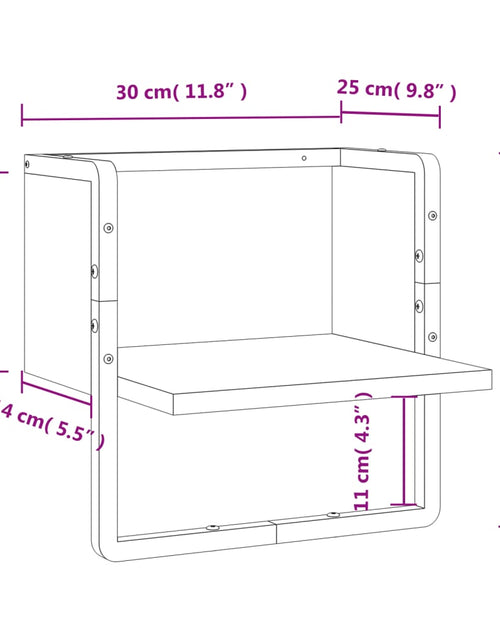 Încărcați imaginea în vizualizatorul Galerie, Raft de perete cu bare, stejar fumuriu, 30x25x30 cm Lando - Lando
