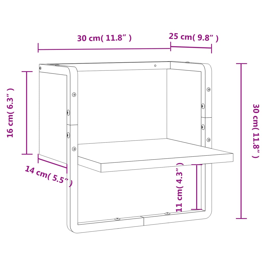 Raft de perete cu bare, stejar maro, 30x25x30 cm Lando - Lando