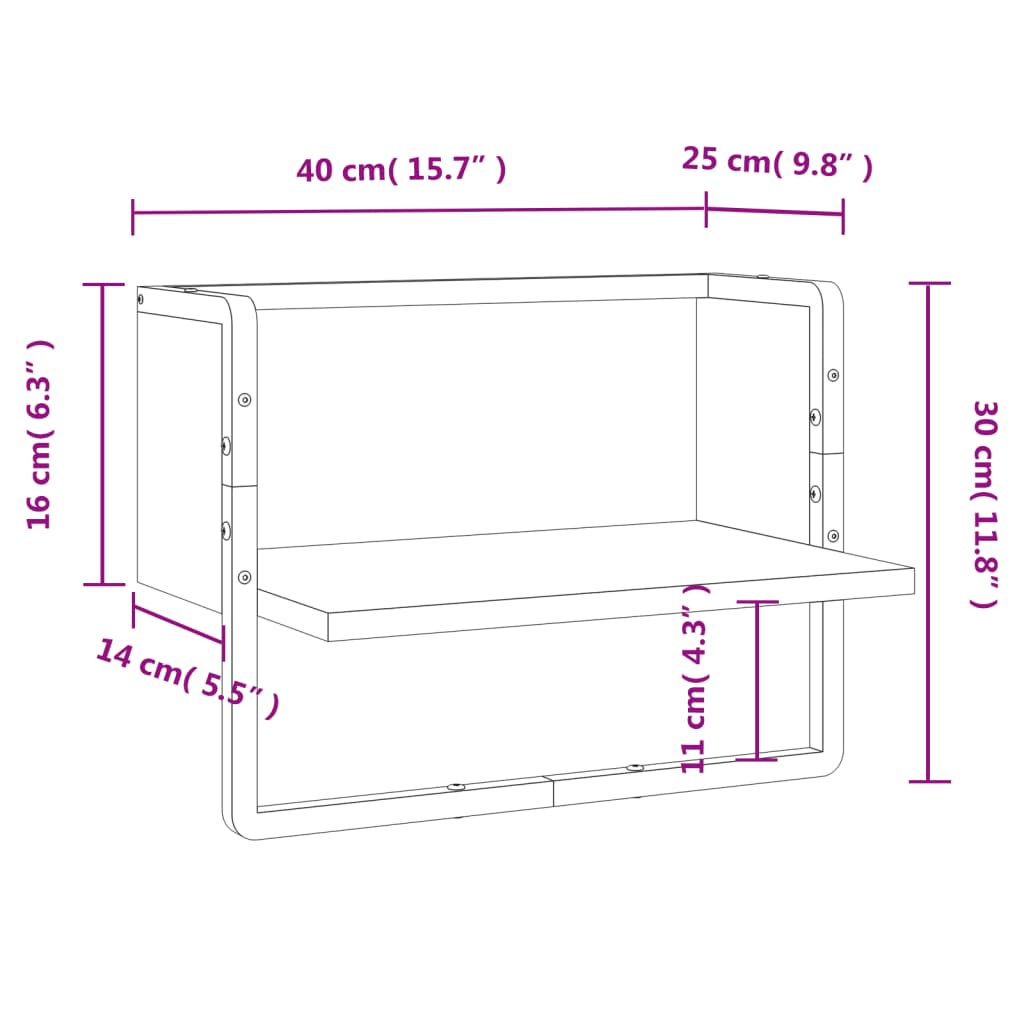 Raft de perete cu bare, stejar sonoma, 40x25x30 cm Lando - Lando