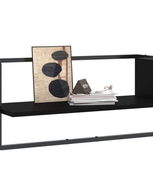 Încărcați imaginea în vizualizatorul Galerie, Raft de perete cu bare, negru, 65x25x30 cm - Lando
