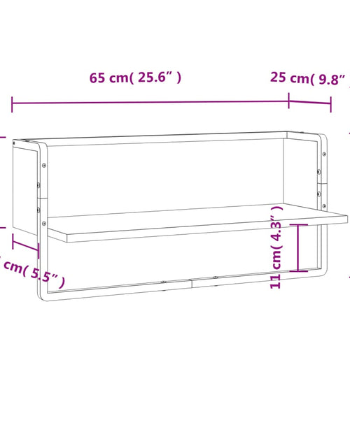Загрузите изображение в средство просмотра галереи, Raft de perete cu bare, negru, 65x25x30 cm - Lando
