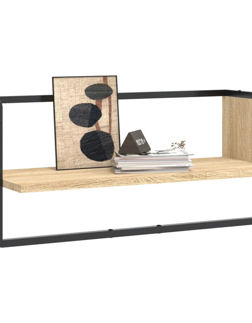 Загрузите изображение в средство просмотра галереи, Raft de perete cu bară, stejar sonoma, 65x25x30 cm - Lando
