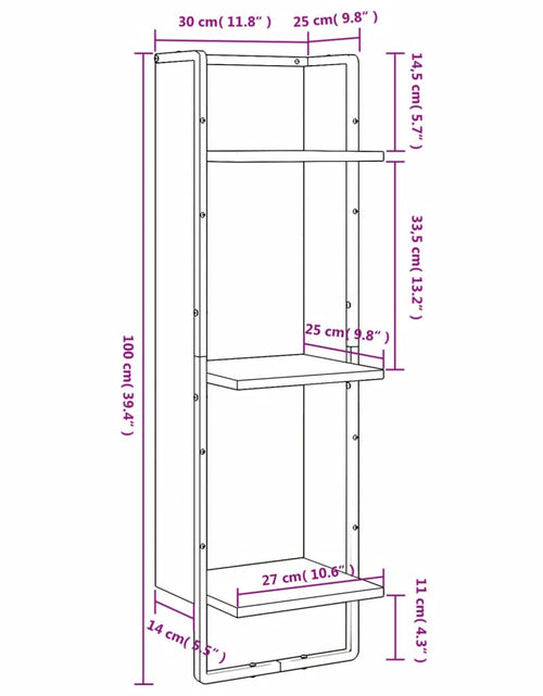 Încărcați imaginea în vizualizatorul Galerie, Raft cu 3 niveluri stejar sonoma, 30x25x100 cm, lemn prelucrat Lando - Lando
