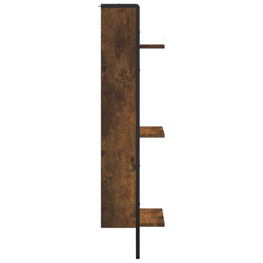 Raft cu 3 niveluri stejar fumuriu, 30x25x100 cm, lemn prelucrat Lando - Lando