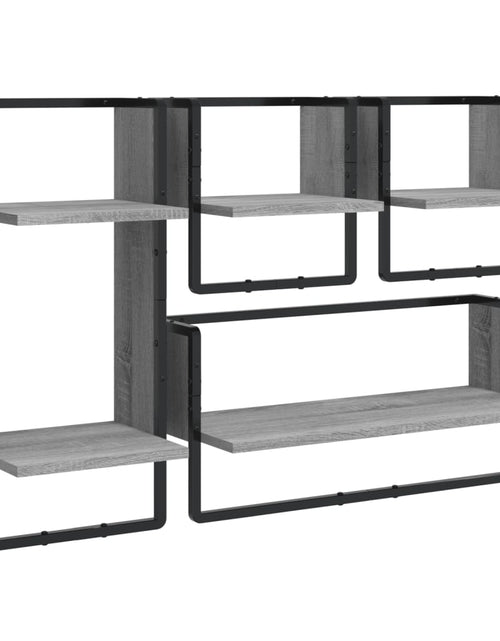 Загрузите изображение в средство просмотра галереи, Set rafturi perete cu bare, 4 buc., gri sonoma, lemn prelucrat - Lando
