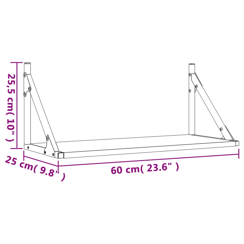 Rafturi de perete, 2 buc., gri sonoma, 60x25x25,5 cm, lemn Lando - Lando