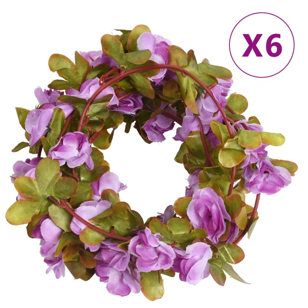 Ghirlande de flori artificiale, 6 buc., violet deschis, 250 cm - Lando