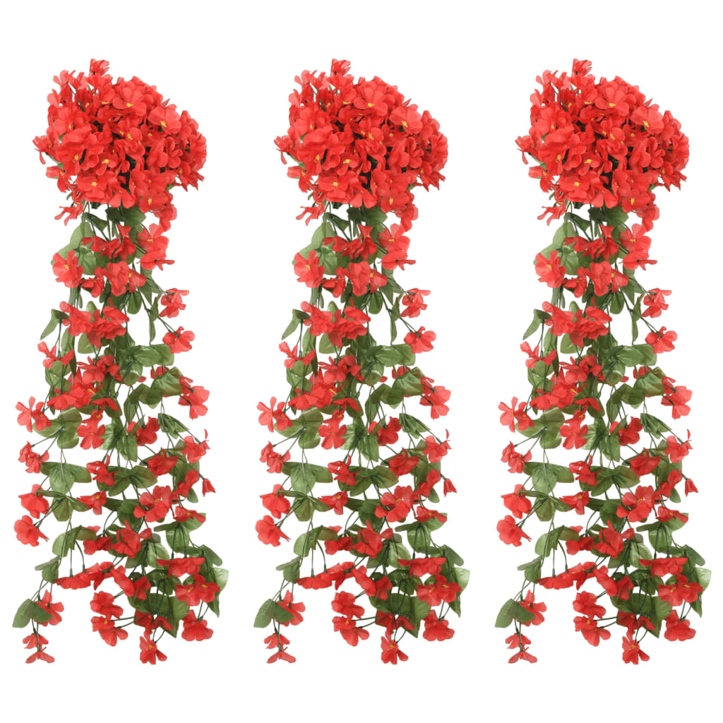 Ghirlande de flori artificiale, 3 buc., roșu, 85 cm - Lando