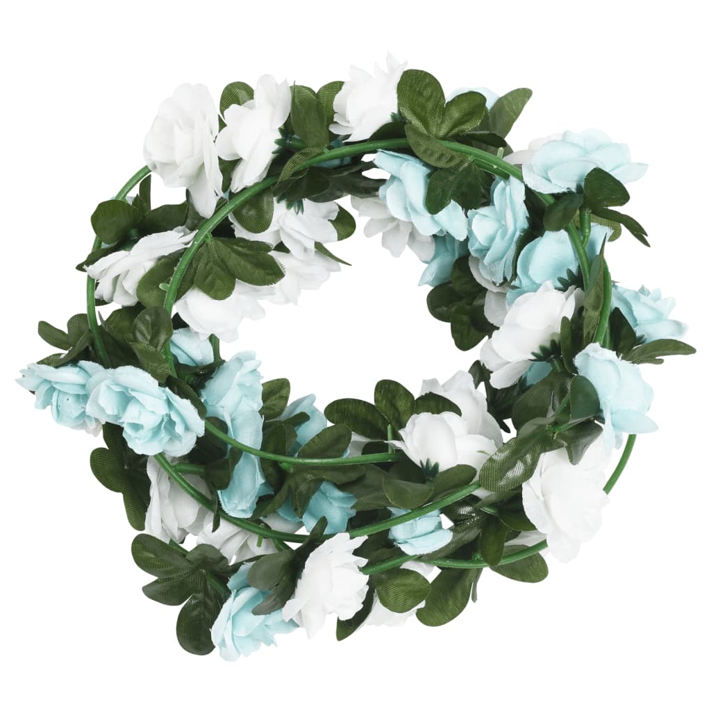 Ghirlande de flori artificiale, 6 buc. albastru și alb, 240 cm - Lando