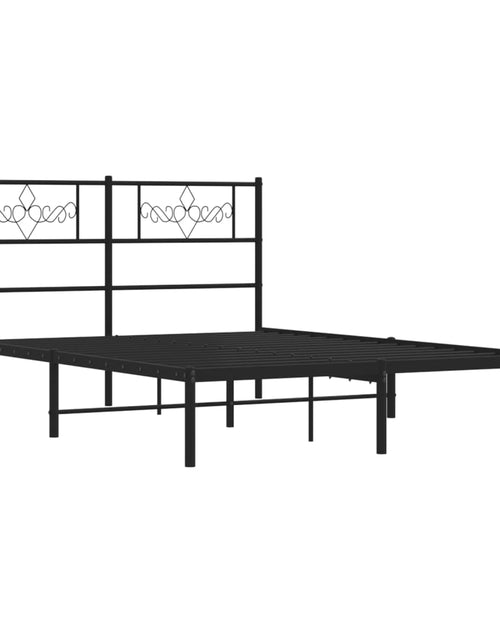 Загрузите изображение в средство просмотра галереи, Cadru de pat metalic cu tăblie, negru, 120x200 cm - Lando
