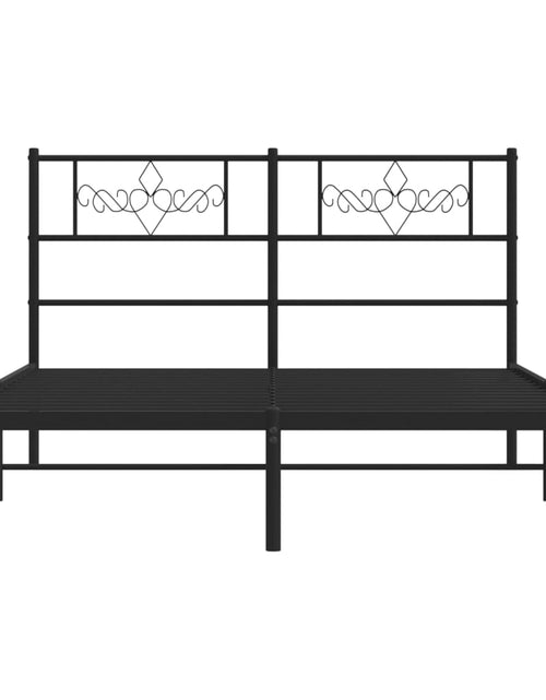 Загрузите изображение в средство просмотра галереи, Cadru de pat metalic cu tăblie, negru, 135x190 cm - Lando
